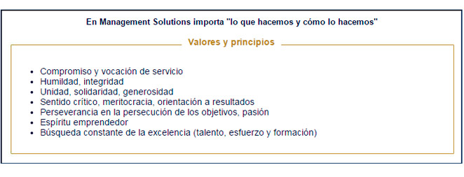 Valores de Management Solutions